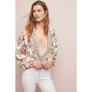 Anthropologie Idalia Floral Jacket Kimono OS One Size Women's Blouse Top Shirt